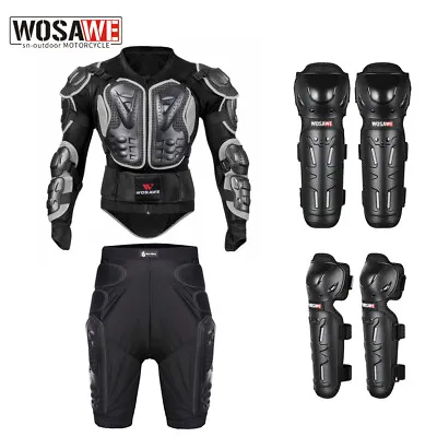 WOSAWE Motorcycle Chest Protector Armor Jacket Hip Impact Shorts Knee Pads Guard • $21.95