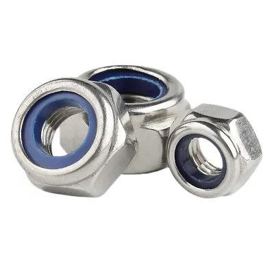 M2 M2.5 M3 M4 M5 M6 M8 Stainless Hex Locknut Nut Locknuts With Nylon Insert • $9.03