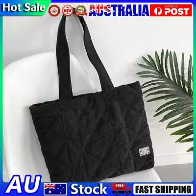 Women Quilted Tote Handbag Large Capacity Padded Work Business Bag (Black) • $16.01