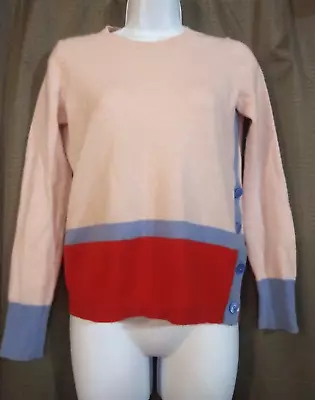 J.crew 100% Cashmere Sweater Sz Xs Womens Colorblock Button Details On Side • $24.95