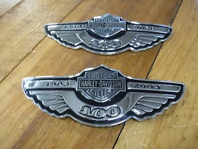 Harley Davidson 100th Anniversary Fuel Gas Tank Badge Emblem-Silver Bar & Shield • $189