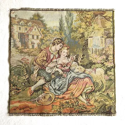 Vintage Italian Tapestry Noble Pastorale Francois Boucher Courting Couple 19X19 • $75