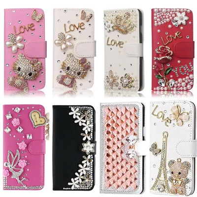 For IPhone 14 Pro Max 13 12 11 3D Bling Sparkle Hello Kitty Leather Diamond Case • $20