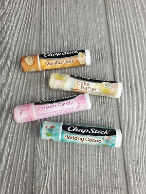 LOT 4 - ChapStick Holiday Cocoa Vanilla Latte Cotton Candy & Cake Batter NEW! • $9.99