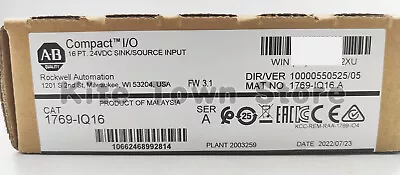 New Factory Sealed AB 1769-IQ16 /A CompactLogix 16 Pt 24VDC Input Module US • $137