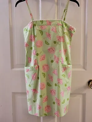 Lilly Pulitzer Lime Green Umbrella & Cherries Summer Cocktail Dress Size 4 • $23