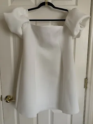 ASOS Puff Sleeve Mini Dress  Women's Bridal/ Maternity White Size 8 • $39.99