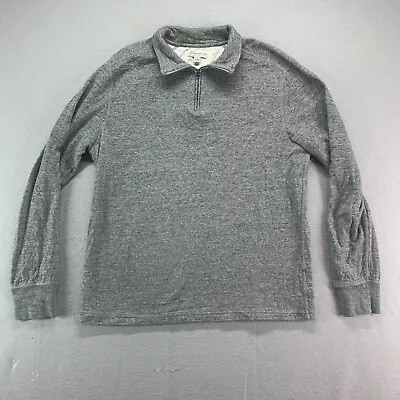 J Crew Sweatshirt Mens Large Gray 1/4 Zip Long Sleeve Pullover Sweater Cotton • $19.99