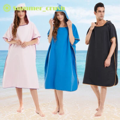 £8.89 • Buy Unisex Beach Towel Changing Robe Bath Hooded Quick Dry Poncho Bathrobe Cloak
