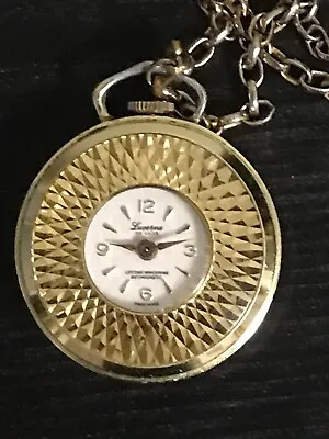 Vintage Lucerne De Luxe Pendant Watch Women Gold Tone No Chain Manual Wind • $49.98