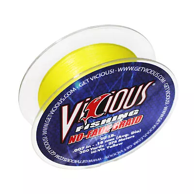 Vicious NBRY No-Fade Braid Fishing Line 300 Yards - Hi-Vis Yellow • $40.19