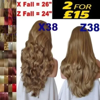 Long Brown Blonde Half Wigs Auburn Red Curly Wavy Straight 3/4 Wig Falls • £8.99