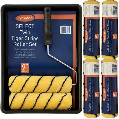 £9.95 • Buy Tiger 9  Paint Roller Set Complete Decorating Kit With 6 Sleeves Tray Roller