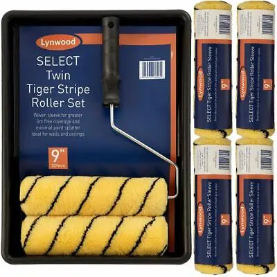 Tiger 9  Paint Roller Set Complete Decorating Kit With 6 Sleeves Tray Roller • £9.95