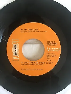Elvis Presley If You Talk In 1974 USA RCA PROMO Orange Label Vinyl 45 A1 B1 0280 • $17.95