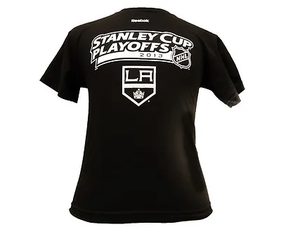 LA Kings NHL Hockey 2013 Stanley Cup Playoff Reebok Youth Black Crew T Shirt C53 • $7.99