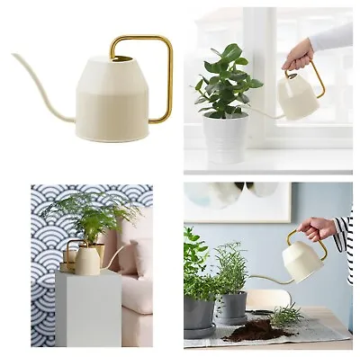 IKEA VATTENKRASSE Watering Can Ivory White / Gold Garden Plants • £20.55