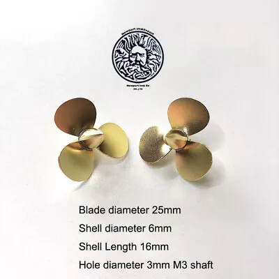 3 Blades RC Boat Metal Propeller M3 D24/25/28/30/32/33mm 3 Brass Props 3mm Shaft • $13