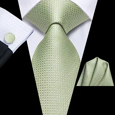 Cyan Light Green Men's Silk Sold Tie Necktie Hanky Cufflinks Set Wedding Prom • $12.99