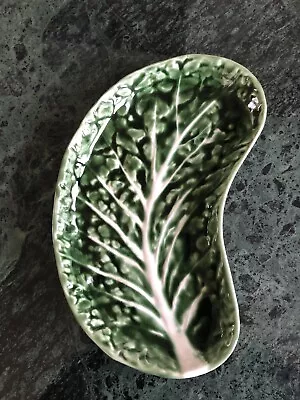 Vintage Majolica Green Cabbage Leaf Kidney Shape Dish  P393 Subtil Portugal • £20