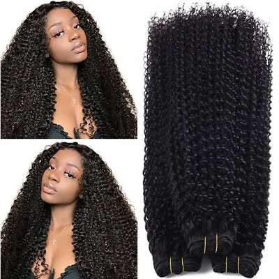 Kinky Curly Malaysian 150g/3bundles Real Human Weft Hair Extensions Virgin Weave • $18.41