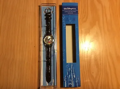 Vintage Limited Release Mickey Mouse Cinderella Castle Black Leather Band Watch  • $18