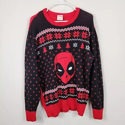 $18.99 • Buy Marvel Deadpool Christmas Sweater Men's Medium Red Black Holiday Ugly Sweater