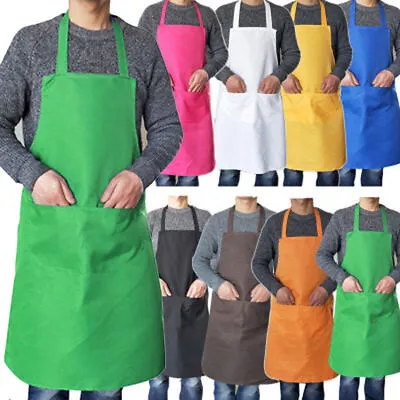 Adjustable Bib Apron Dress Men Women Kitchen Restaurant Chef Classic Cooking Bib • $2.96