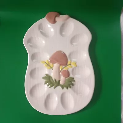 Vtg MCM Retro Deviled Egg Tray Plate Mushroom Design • $28.99