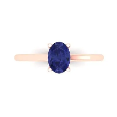 1ct Oval Tanzanite Real 18k Pink Gold Solitaire Statement Wedding Bridal Ring • £281.27