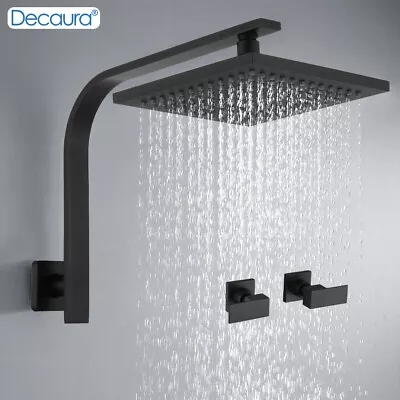 Decaura Square Rain Shower Head Set Matte Black Bathroom Wall Tapware Mixer Taps • $149.99