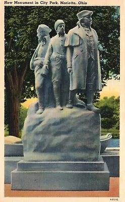 Postcard OH Marietta New Monument In City Park Posted 1942 Vintage PC J6184 • $0.47