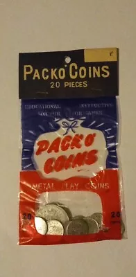 Packo' Coins 20 Piece Metal Play Coins 1960s Japan In Original Packaging  • $2.50