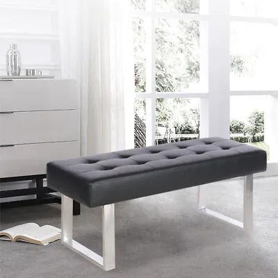 Dining Bench Faux Leather Padded Hallway Window Seat 2-3 Seater Bed End Stool • £71.95