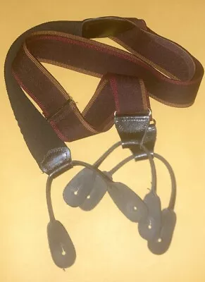 Vintage Men’s Suspenders Braces Pelican USA! Black Leather! Maroon & Tan! • $18.95