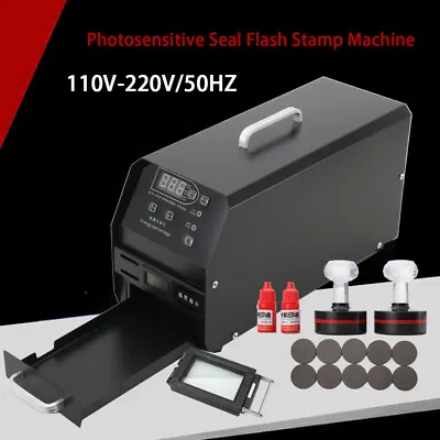 Photosensitive Seal Flash Stamp Machine Stamping Machine Portable Black Metal • $109