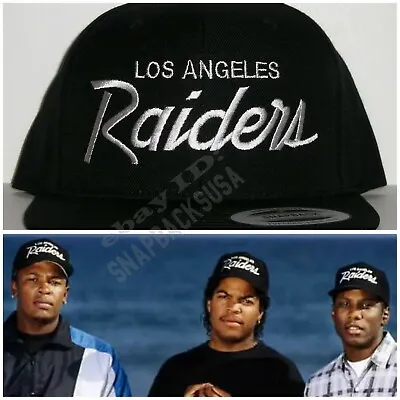 LA Los Angeles Raiders Script Black Snapback Cap Hat NWA ICE CUBE EAZY E • $36.99
