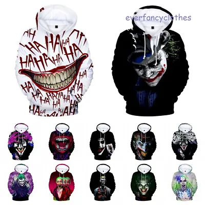 Halloween Haha Joker Men's Women's 3D Hoodies Sweatshirt Hip Hop Pullover Tops • $18.91
