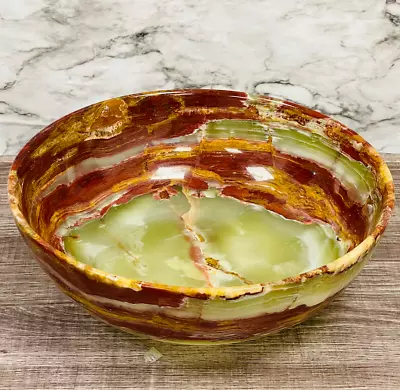 Banded Green Onyx Bowl Crystal Bowl Decorative & Serving Bowl 12  Diameter • $87.98