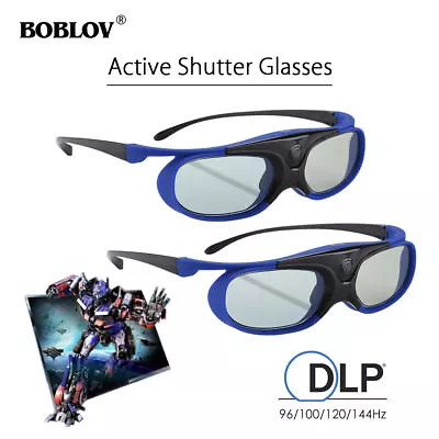 2x 3D Active Shutter Glasses DLP-Link USB Home Theater Blue For BenQ Acer Sony • $55.13