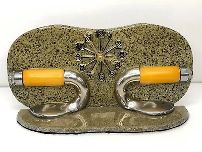 Vintage Curling Rock Clock Granite Rock Handle Mantle Desk Shelf Clock Battery • $183.96