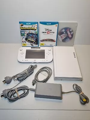 Nintendo Wii U White Console With Tablet Cables - Tested & Working (No Sensor) • $175