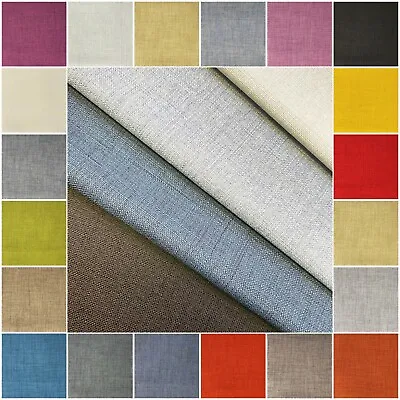 Plain Cotton Rich Linen Look Fabric Craft Curtain Upholstery Material 56  Wide • £1.29