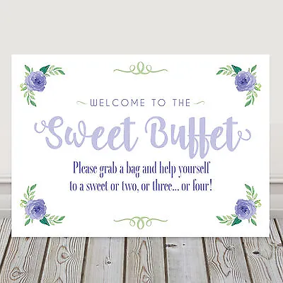 £4.40 • Buy Lilac And Green Sweet Buffet Sweetie Table Sign For Weddings BUY2GET1FREE (L7)