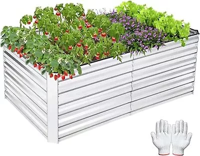 2-Pack Galvanized Raised Garden Bed Kit Outdoor Planter Box For Flowers Herbs • $239.99