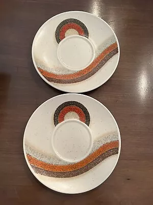 MCM Mikasa Indian Feast Rising Sun Dish Set Mid Century 2 Saucers FREE SHIP • $22