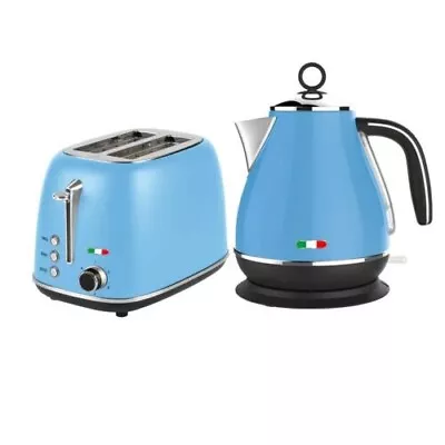 Vintage Electric Kettle & 2 Slice Toaster SET Combo Deal Stainless Steel SkyBlue • $129.99