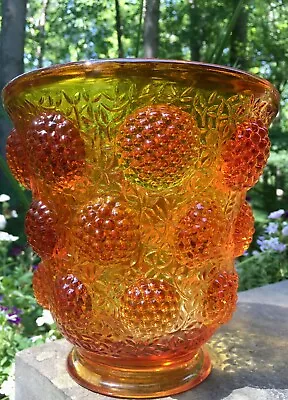 Vintage Verlys France 'Les Cabochon' Gems Raspberry Amber Vase • $235