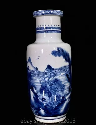 14.2  Marked Qing Chinese Blue White Porcelain Mallet Shaped Vase Bottle • $299