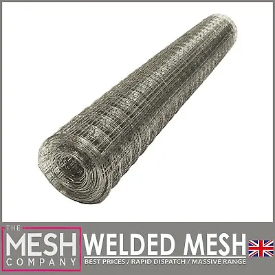 25mm Galvanised Welded Wire Chicken Rabbit Mesh 1  X 1  19G 5 Metre X 600mm • £14.99